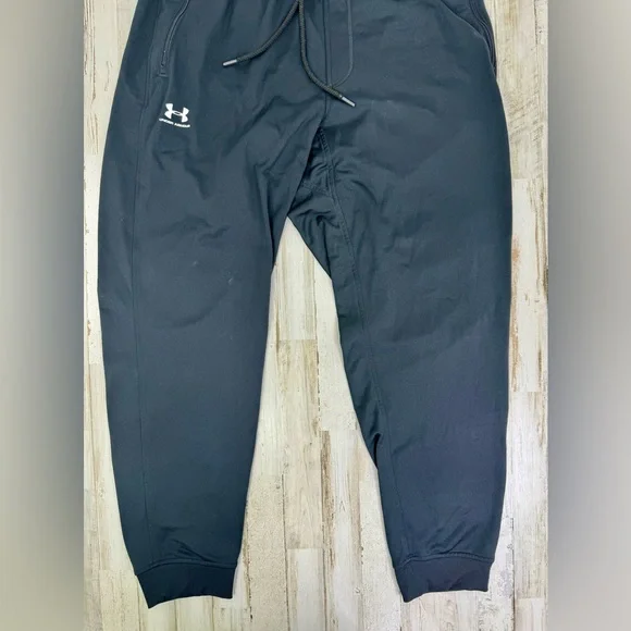 Under Armour Joggers Mens XL Black Drawstring Fleece Pocket Sweatpants Tapered - Picture 4 of 10
